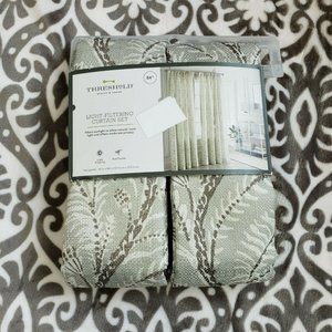 Threshold Neutral Climbing Floral Curtains 84"